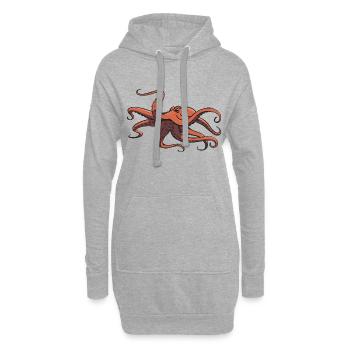 Ich mag Oktopus - acht Tentakel - Tintenfisch - Hoodie-Kleid - Grau meliert - Vorne