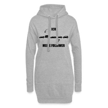 Ich und meine Follower - Wohnwagen - Gespann - Hoodie-Kleid - Grau meliert - Vorne