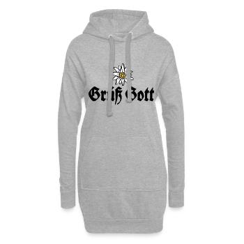 Grüß Gott - Alpen Edelweiß aus Bayern - Hoodie-Kleid - Grau meliert - Vorne