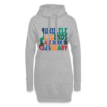 Ukulele Legends are born in January - Hoodie-Kleid - Grau meliert - Vorne