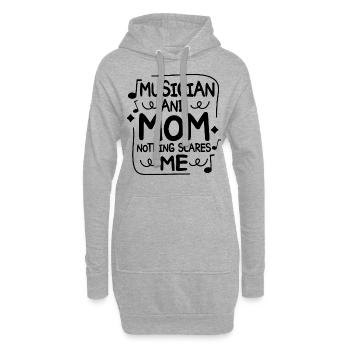 Mutter, Musikerin und Mutter, nichts macht mir Angst - Hoodie-Kleid - Grau meliert - Vorne