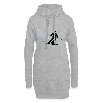 Sports d'hiver - skieur neige - Sweat-shirt à capuche long Femme - gris chiné - Devant