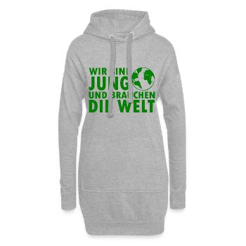 Wir sind jung und brauchen die welt - Hoodie-Kleid - Grau meliert - Vorne