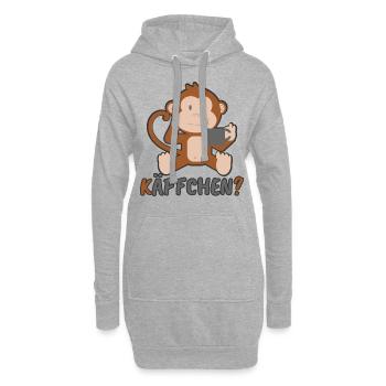 Käffchen Affe Geschenk - Hoodie-Kleid - Grau meliert - Vorne