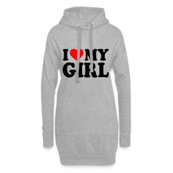 I love my girl - Hoodie-Kleid - Grau meliert - Vorne