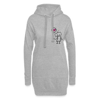 Verliebter Roboter mit Herz - Hoodie-Kleid - Grau meliert - Vorne