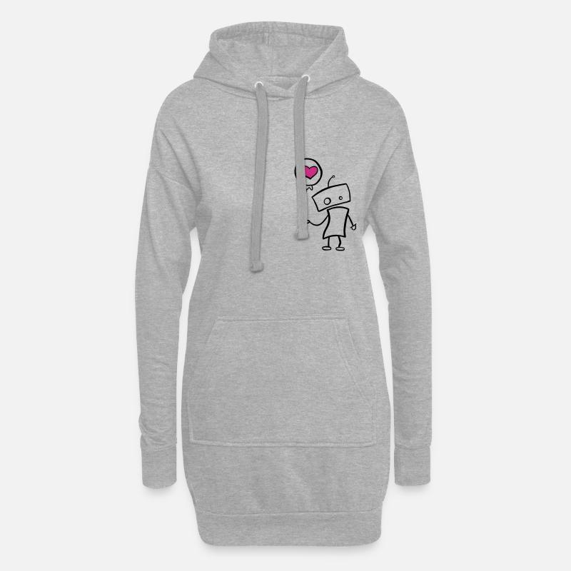 Verliebter Roboter mit Herz - Hoodie-Kleid - Grau meliert