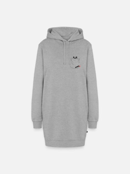 Brusttasche - Hoodie-Kleid - Grau meliert