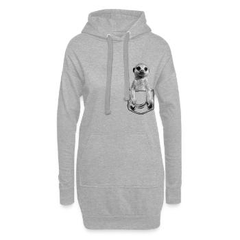 Baby Erdmännchen in Pocket Tasche - Hoodie-Kleid - Grau meliert - Vorne