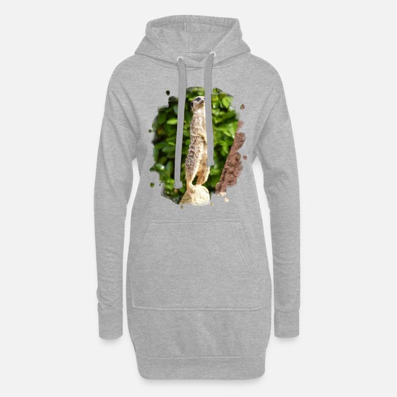 Ein Erdmännchen passt auf. - Hoodie-Kleid - Grau meliert