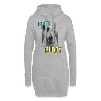 Bullterrier "Cool Buddy" - Hoodie-Kleid - Grau meliert - Vorne