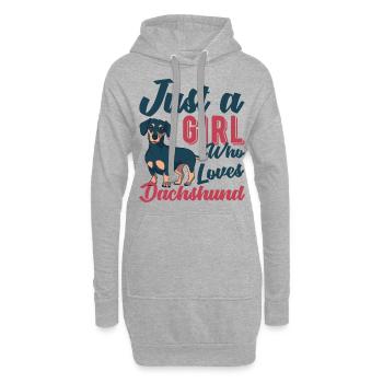 Dachshund. Dackel - Hoodie-Kleid - Grau meliert - Vorne