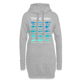 Types de requins - requin mer sous-marine - Sweat-shirt à capuche long Femme - gris chiné - Devant