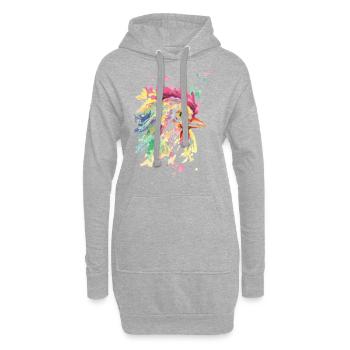 Poulet coloré dessiné | Idée de cadeau - Sweat-shirt à capuche long Femme - gris chiné - Devant