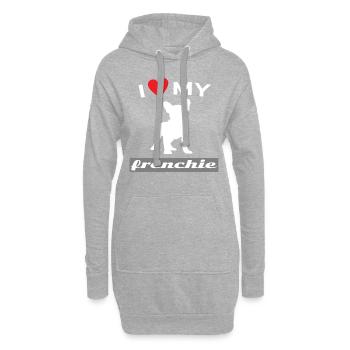 Französische Bulldogge - Hoodie-Kleid - Grau meliert - Vorne