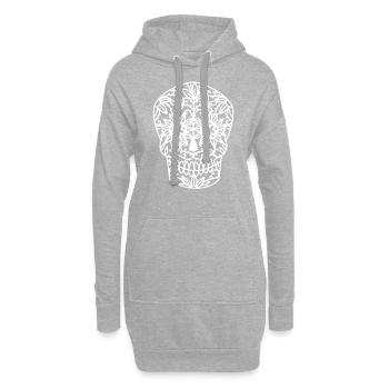 Tag des toten Zuckerschädels - Hoodie-Kleid - Grau meliert - Vorne