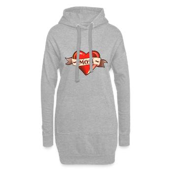 I love Mom Mamma Tattoo - Hoodie-Kleid - Grau meliert - Vorne