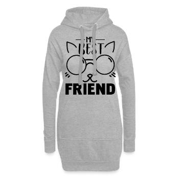 Mein bester Freund ist eine Katze - Hoodie-Kleid - Grau meliert - Vorne