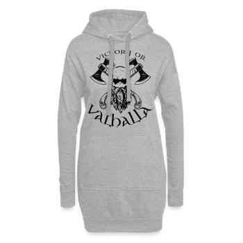 Victory or Valhalla - Hoodie-Kleid - Grau meliert - Vorne