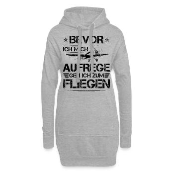 Bevor Ich Mich Aufrege Fliegen Motorflugzeug Pilot - Hoodie-Kleid - Grau meliert - Vorne