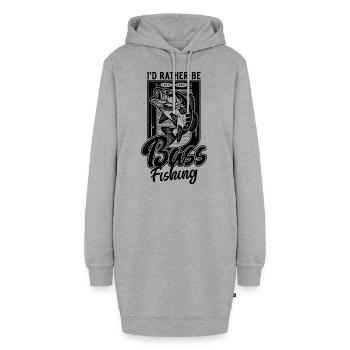 I'd Rather Be Bass Fish Fishing Funny Fisherman - Hoodie Dress - heather grey - Front