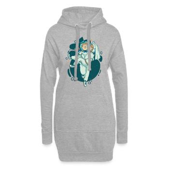 Femme & Mari Astronaute - Drôle de marié et de mariée - Sweat-shirt à capuche long Femme - gris chiné - Devant