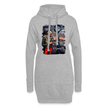 Hamburg Frau Kaffee Illustration - Hoodie-Kleid - Grau meliert - Vorne