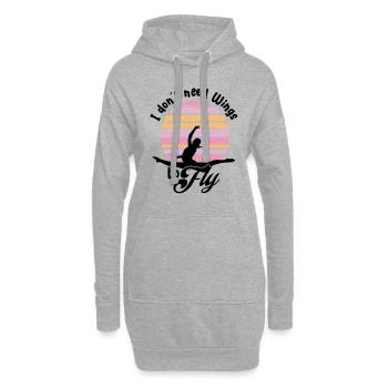 Je n’ai pas besoin d’ailes pour voler - Idée cadeau Gymnast Girl - Sweat-shirt à capuche long Femme - gris chiné - Devant