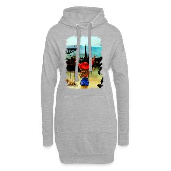 Rostock Stadthafen blonde Frau Illustration - Hoodie-Kleid - Grau meliert - Vorne
