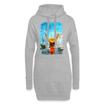 Lüneburg Illustration Frau Altstadt - Sweat-shirt à capuche long Femme - gris chiné - Devant