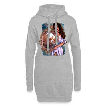 Wismar Illustration Femme avec miroir - Sweat-shirt à capuche long Femme - gris chiné - Devant
