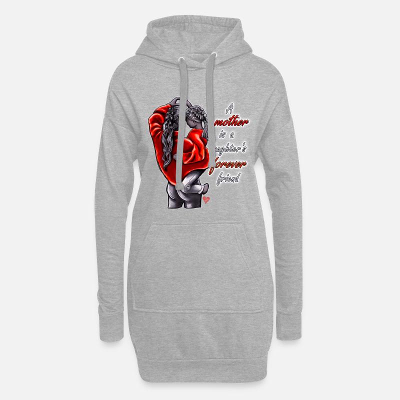Mutter Tochter Spruch mit Illustration - Hoodie-Kleid - Grau meliert