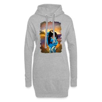 MutterTochter Liebe Strand Meerschwarzhaarig - Hoodie-Kleid - Grau meliert - Vorne