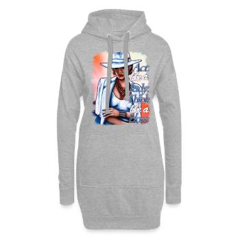 girlboss Illustration Frau hell - Hoodie-Kleid - Grau meliert - Vorne
