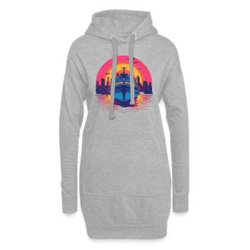 Synthwave cruise ship sunset - Hoodie-Kleid - Grau meliert - Vorne