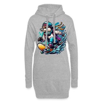 Skateur Otter cool dans le style de la rue - Sweat-shirt à capuche long Femme - gris chiné - Devant
