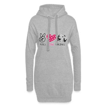 Paix amour beagle - Sweat-shirt à capuche long Femme - gris chiné - Devant