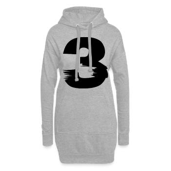 3 Zahl - Hoodie-Kleid - Grau meliert - Vorne