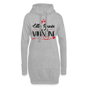 Cette Année j'ai ma valentine. cadeau d'amour. - Sweat-shirt à capuche long Femme - gris chiné - Devant