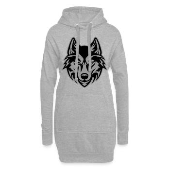 Wolf Kopf - Hoodie-Kleid - Grau meliert - Vorne