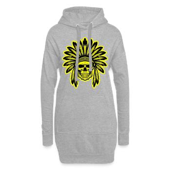 Crâne de chef indien apache - Sweat-shirt à capuche long Femme - gris chiné - Devant