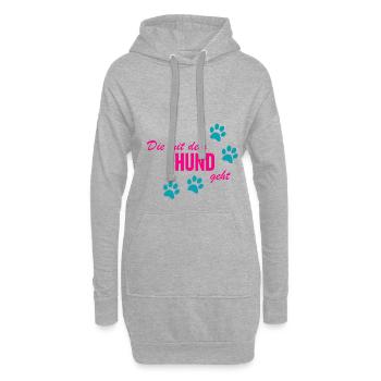 Die mit dem Hund geht - Hoodie-Kleid - Grau meliert - Vorne