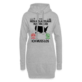 USA Amerika Auslandsjahr Au Pair Abschiedsgeschenk - Hoodie-Kleid - Grau meliert - Vorne