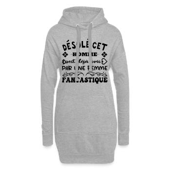 Bereits eingenommen von einem fantastischen Frauenhumor-Paar - Hoodie-Kleid - Grau meliert - Vorne
