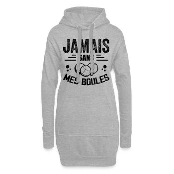 Nie ohne meine Eier - Petanque Geschenk - Hoodie-Kleid - Grau meliert - Vorne