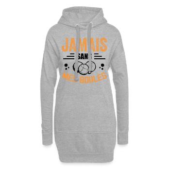 Nie ohne meine Eier - Petanque Geschenk - Hoodie-Kleid - Grau meliert - Vorne