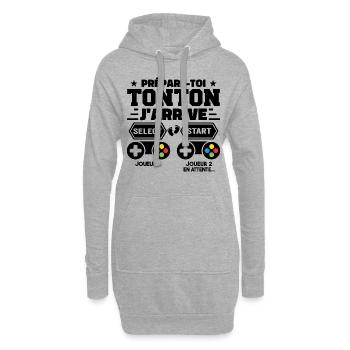 Prépare-toi Tonton J'arrive - Annonce Grossesse - Sweat-shirt à capuche long Femme - gris chiné - Devant