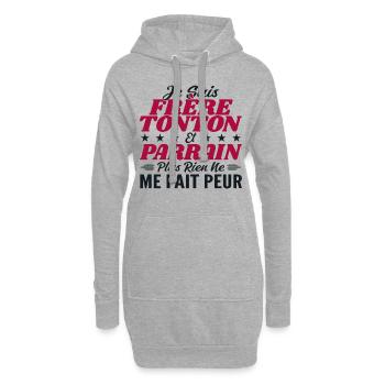 Frère Tonton et Parrain - Cadeau Parrain - Sweat-shirt à capuche long Femme - gris chiné - Devant