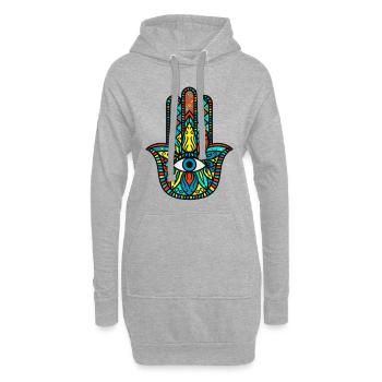 Meditation Hamsa Die Hand Der Fatima - Hoodie-Kleid - Grau meliert - Vorne