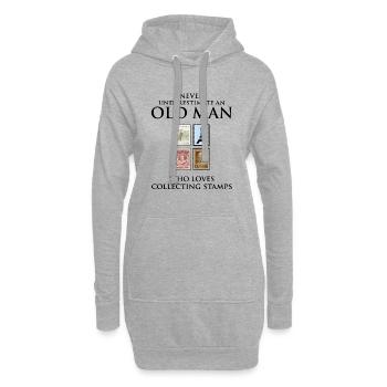 Collectionneur de timbres papa papa fête des pères - Sweat-shirt à capuche long Femme - gris chiné - Devant